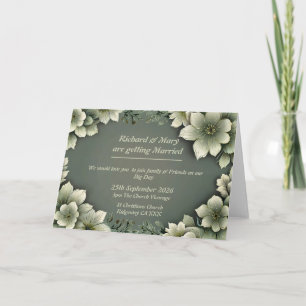 Folded Colorful Floral Cream & Green Invitation