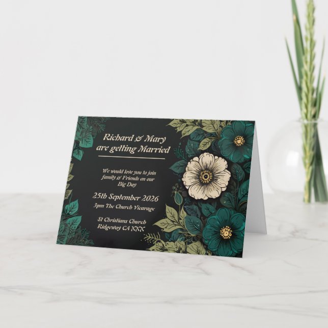 Folded Colourful Floral Wedding Invitation (Front)