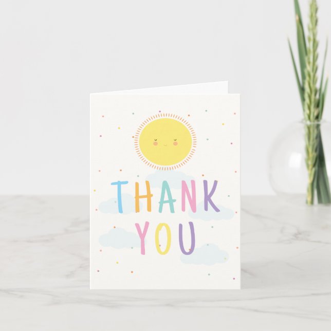 Folded Cute Sun Thank You Cards (Front)