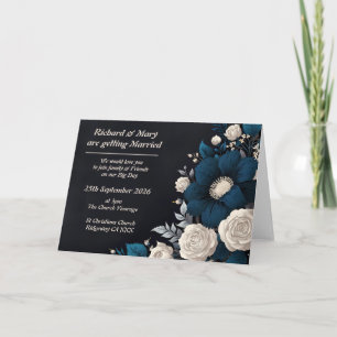 Folded Floral Blue & Cream Invitation