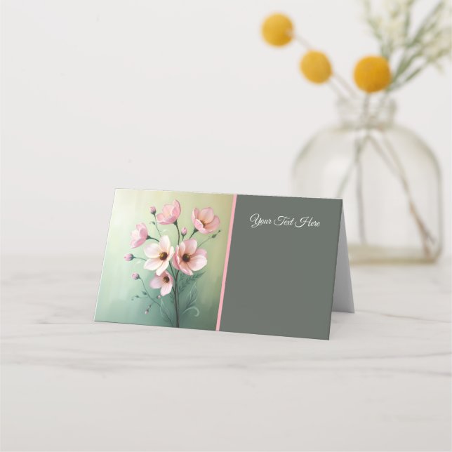 Folded Floral Wedding Place Holder Card (Front)
