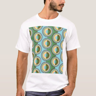 Folded flowers: retro blue-green pattern. T-Shirt