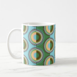 folded flowers stars seamless pattern in retro blu coffee mug