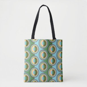 folded flowers stars seamless pattern in retro blu tote bag