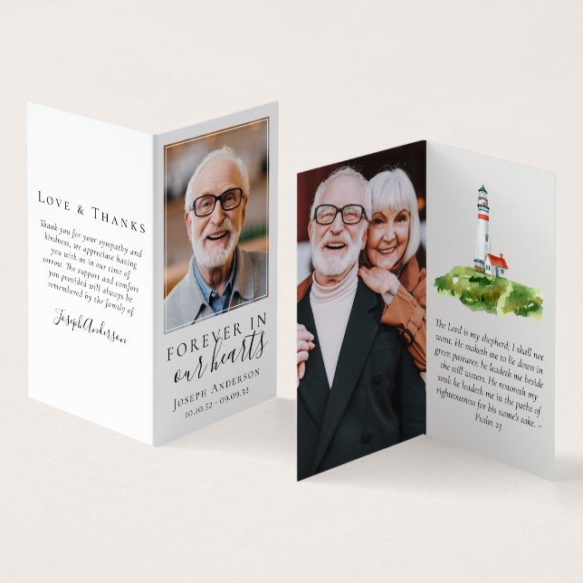 Folded Forever in Our Hearts Memorial Prayer Card (Inside and Outside)