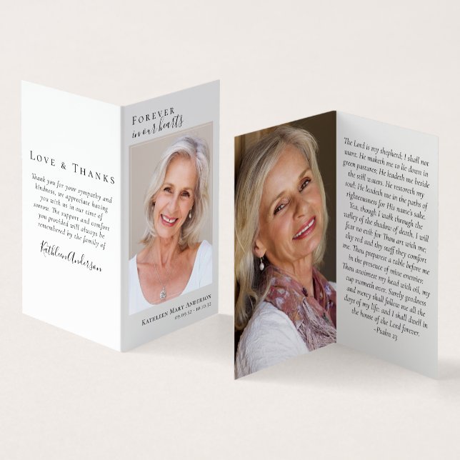 Folded Forever in Our Hearts Memorial Prayer Card (Inside and Outside)