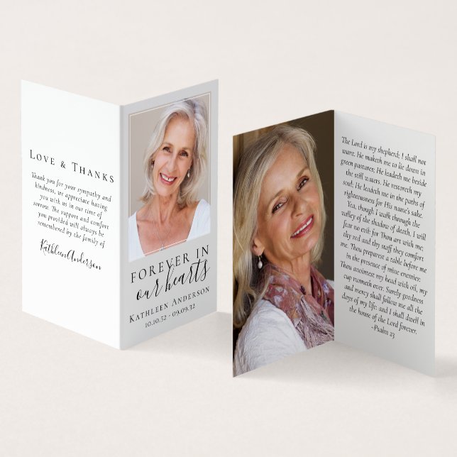 Folded Forever in Our Hearts Memorial Prayer Card (Inside and Outside)