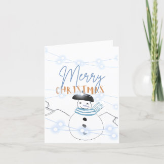 Folded French Christmas snowman  Thank You Card