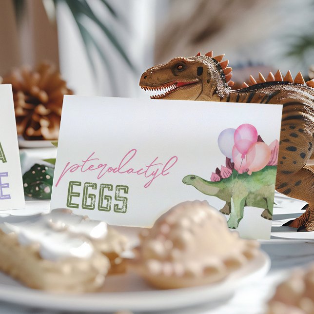Folded Girl's Dinosaur Food Tent Cards  (Creator Uploaded)