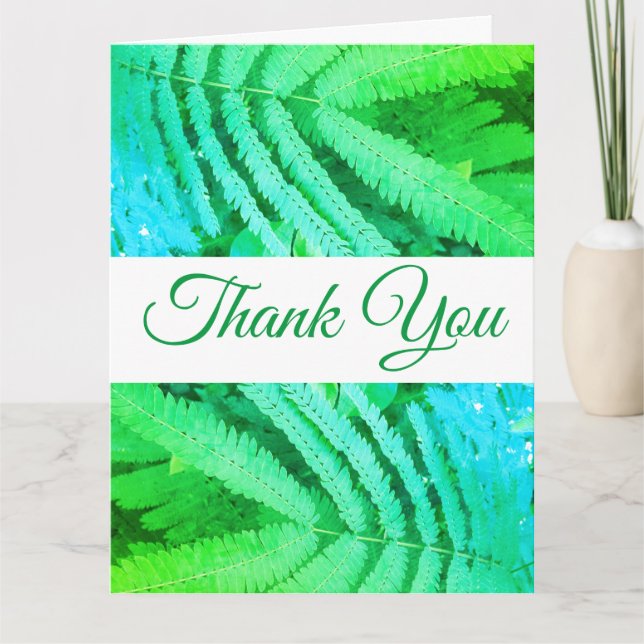 Folded Green Fern Thank You Card (Front)