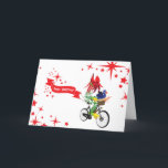 Folded Greeting Card  'Christmas Bike'<br><div class="desc">New Zealand Christmas Card featuring Kōwhai,  Kākā beak and Pukeko</div>