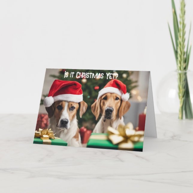 Folded Greeting Card  Christmas Card  Adorable Dog (Front)