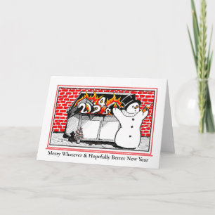 Folded Greeting Card - Dumpster fire snowman