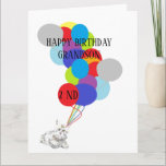 Folded Greeting Card HAPPY 2ND BIRTHDAY GRANDSON<br><div class="desc">ILLUSTRATIONS :  COLOR BALLOONS KITTEN & BIRTHDAY CAKE</div>