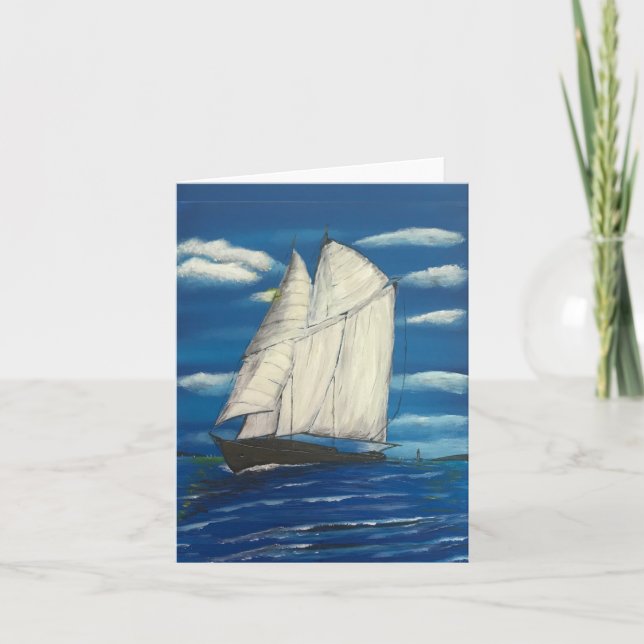 Folded Greeting Card with Sailboat (Front)