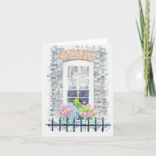 Folded greeting card with watercolor painting