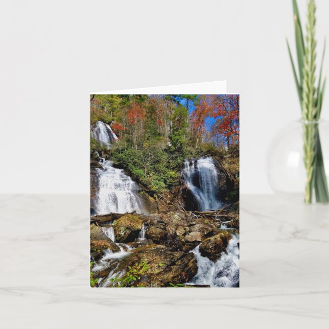 Folded greeting card with waterfall motif. (Front)