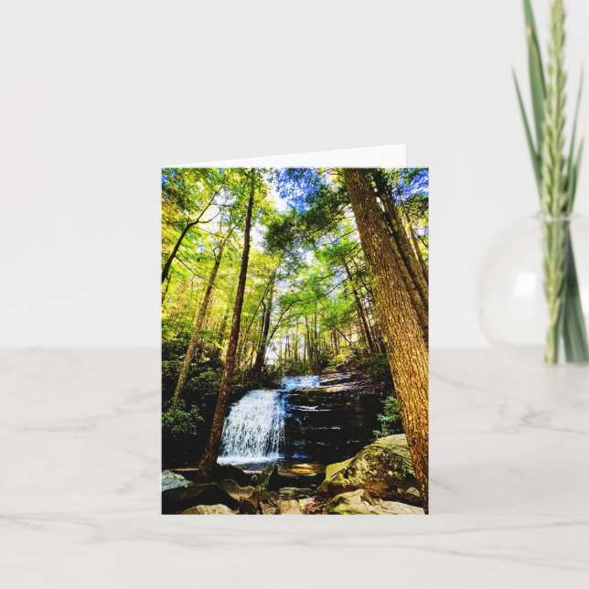 Folded greeting card with waterfall motif (Front)