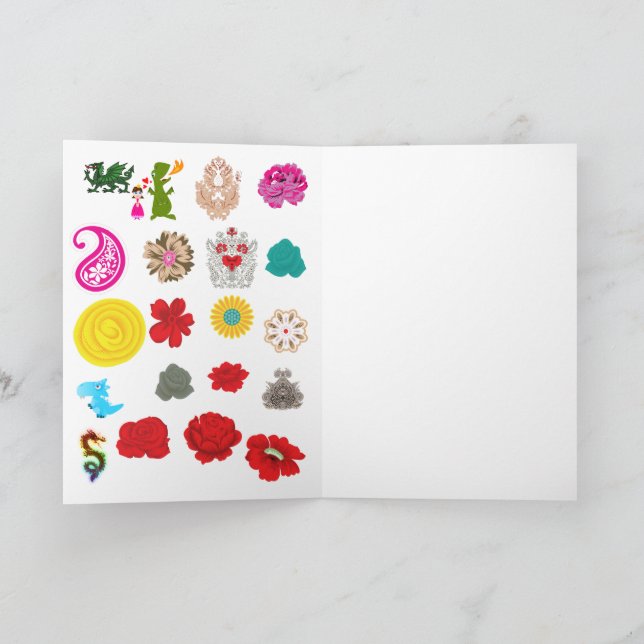 Folded Greeting Cards | Floral Dragon Art (Inside)