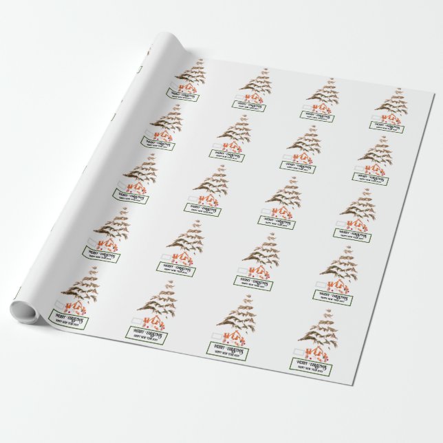 Folded Greeting Wrapping Paper (Unrolled)
