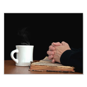 Folded Hands on Bible Photo Print