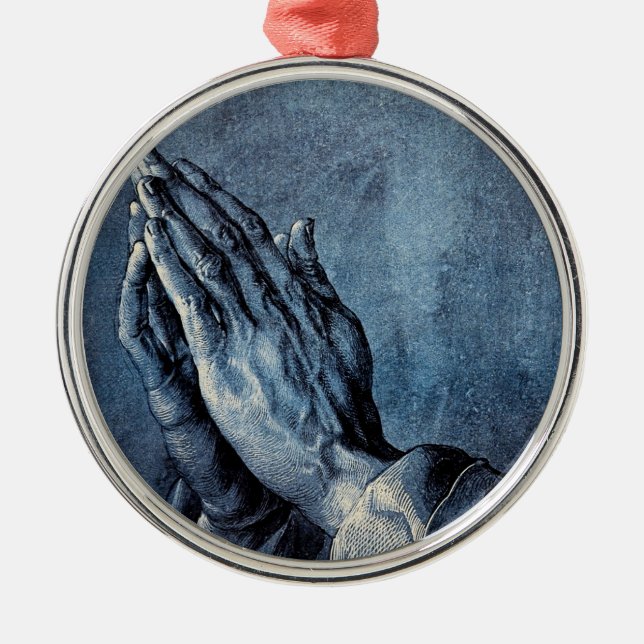 Folded Hands Prayer - Durer Metal Ornament (Front)