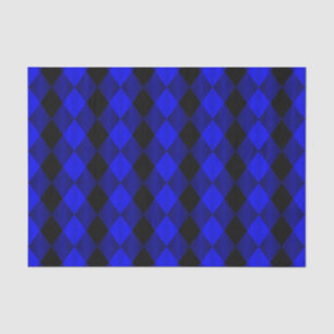 Folded Harlequin-Blue-Black-TISSUE WRAPPING PAPER