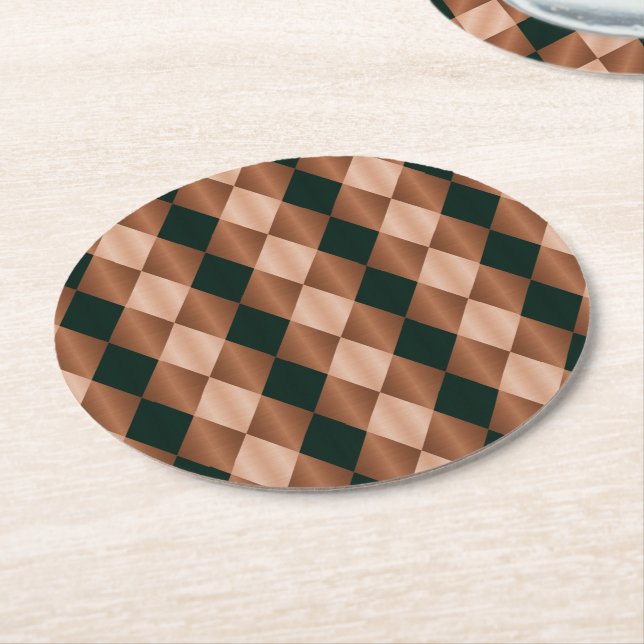 Folded Harlequin,Brown-Black-PAPER PARTY COASTERS (Angled)