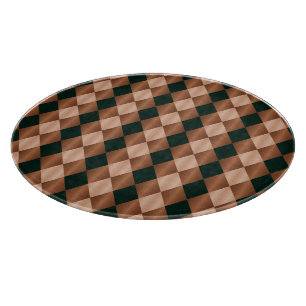 Folded Harlequin,Brown-Black-ROUND CUTTING BOARD