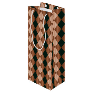 Folded Harlequin, Brown-Black-WINE GIFT BAG