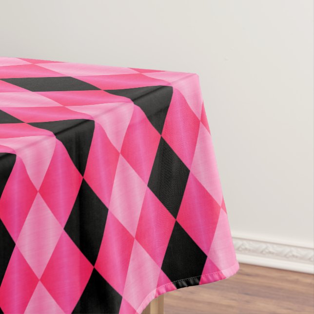 Folded Harlequin,Pink-Black-60x84 TABLECLOTH (In Situ)