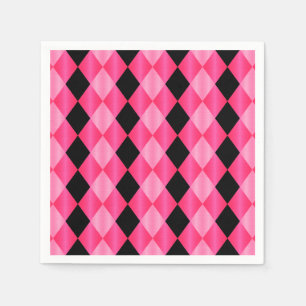 Folded Harlequin, Pink-Black-PAPER PARTY NAPKINS