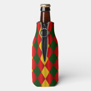 Folded Harlequin-Red-Green-Gold-BOTTLE COOLER