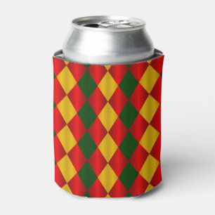Folded Harlequin-Red-Green-Gold-CAN COOLER