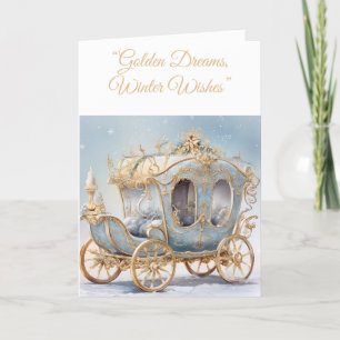 Folded Holiday Card-Blue & Gold Xmas Elegance Card