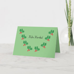 Folded Holiday Card MERY CHRISTMAS IN SPANISH