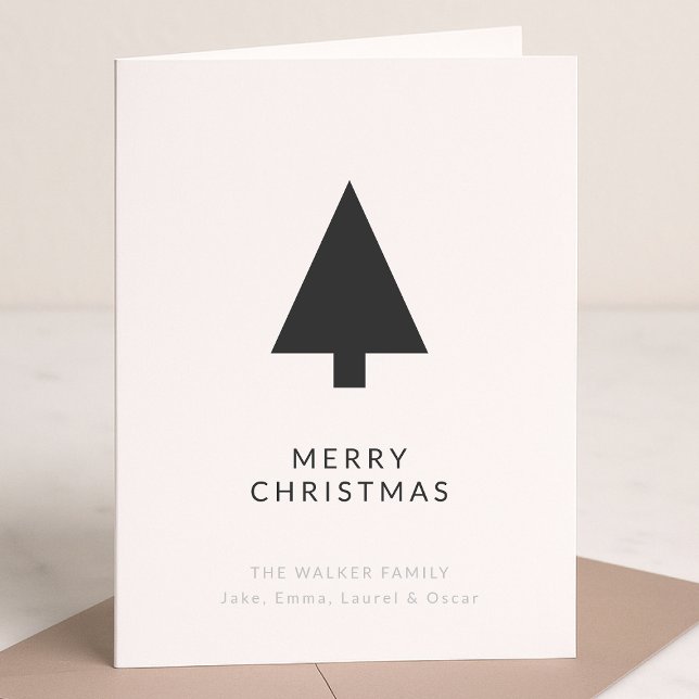 Folded Holiday Card | Minimal Christmas Tree Black (Mark the most wonderful season with a simple modern non-photo holiday card)