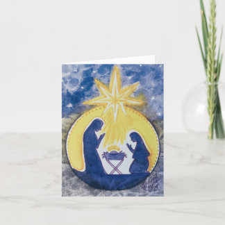 Folded Holiday Card, Nativity, watercolor print
