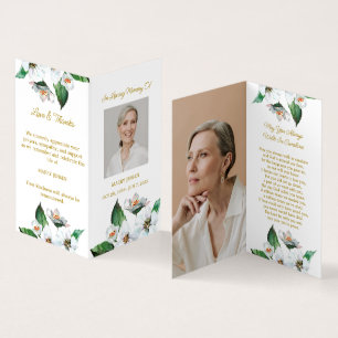 Folded Jasmine Photo Funeral Prayer Card