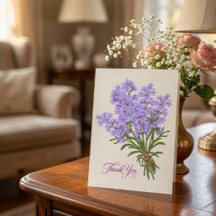  Folded Lavender Bouquet Handwritten Thank You Card