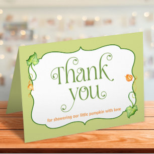 Folded Little Pumpkin Fall Gender Neutral Shower Thank You Card