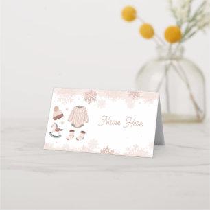 Folded Name Cards Baby Shower Cold Winter Neutral