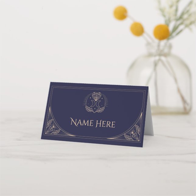 Folded Name Cards Wedding Tarot Moon Mystic (Front)