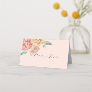 Folded Name Cards Wedding Watercolor Florals