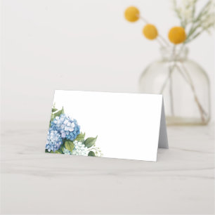 Folded Name Place Card-Blue Hydrangeas Card