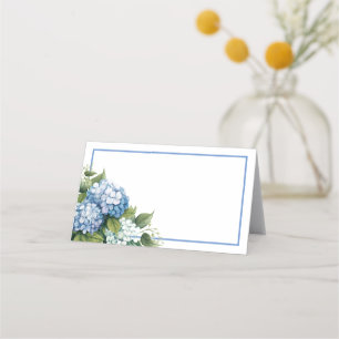 Folded Name Place Card-Blue Hydrangeas Place Card