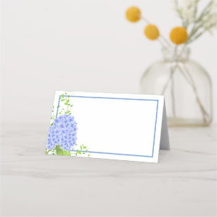 Folded Name Place Card-Blue Hydrangeas Place Card