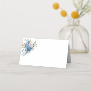 Folded Name Place Card-Blue Hydrangeas Place Card