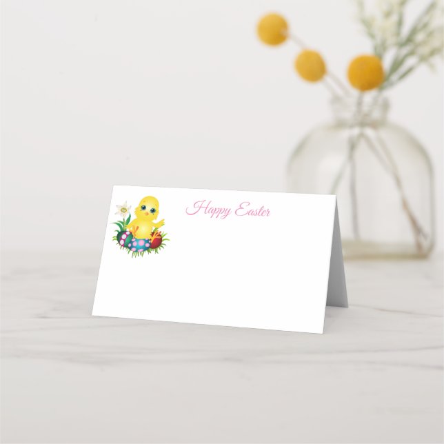Folded Name Place Card-Easter Chick Card (Front)