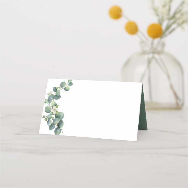 Folded Name Place Card-Greenery Place Card (Front)